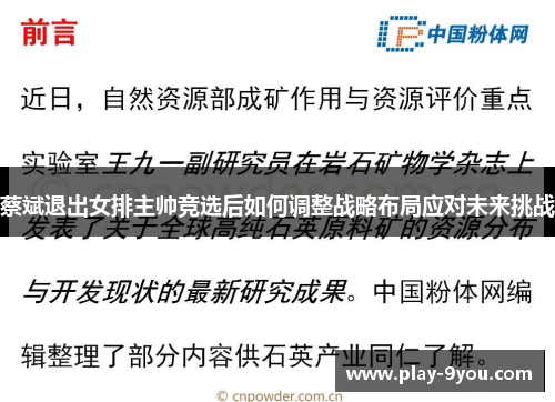 蔡斌退出女排主帅竞选后如何调整战略布局应对未来挑战